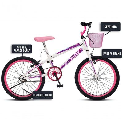 Bicicleta Jully Aro 20 Aero 36 Raias, Freios V-brake Dianteiro E Traseiro, Suporte De Guidão Down Hill E Cestinha