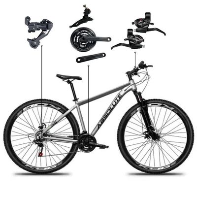 Bicicleta Aro 29 Absolute 21 Marchas Quadro Alumínio Freio A Disco Mtb - Cinza - 15 Cinza