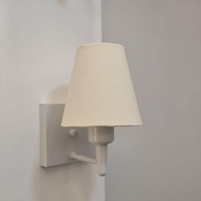 Arandela Quadrada Md-2034 Branco Cúpula Em Tecido Cone Algodão Crú - Bivolt