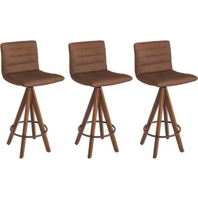 Kit 3 Banquetas Gourmet Giratoria Julia Marrom