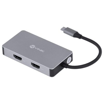 Hub Usb Tipo C - Type C 5 Em 1 Com 2 Hdmi + Vga + Usb 3.0 + Power Delivery (pd) 60w - Hc-5vga