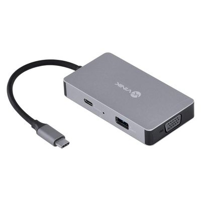 Hub Usb Tipo C - Type C 5 Em 1 Com 2 Hdmi + Vga + Usb 3.0 + Power Delivery (pd) 60w - Hc-5vga