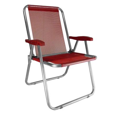 Kit 2 Cadeira Praia Max Alumínio Oversize Vermelho 140kg Zaka