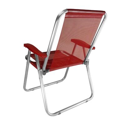 Kit 2 Cadeira Praia Max Alumínio Oversize Vermelho 140kg Zaka