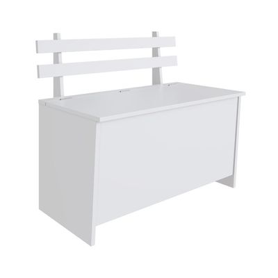 Armário Caixa De Lenha Porta Trecos Infantil 73cm Com Assento E Encosto Branco Branco