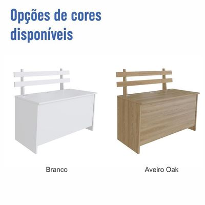 Armário Caixa De Lenha Porta Trecos Infantil 73cm Com Assento E Encosto Branco Branco