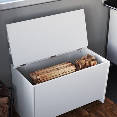 Armário Caixa De Lenha Porta Trecos Infantil 73cm Com Assento E Encosto Branco Branco