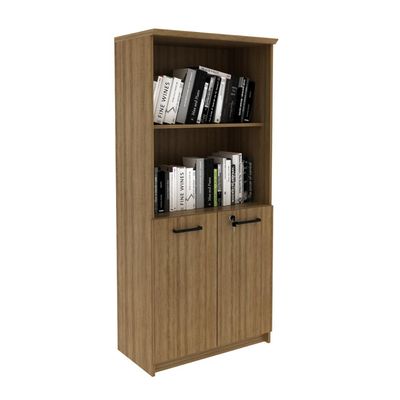 Armário Escritório 155,8cm 2 Portas com Chave e Puxador Metal ME4199 Amêndoa