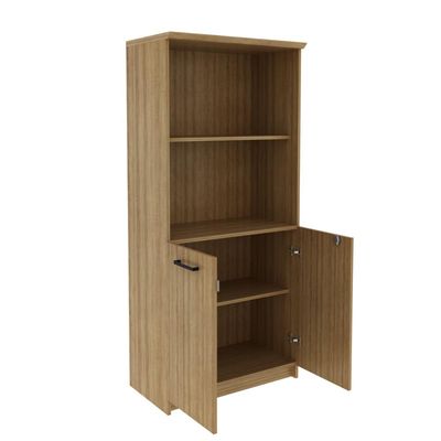 Armário Escritório 155,8cm 2 Portas com Chave e Puxador Metal ME4199 Amêndoa