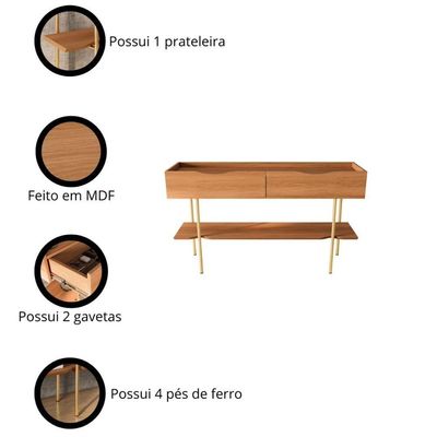 Aparador Lukaliam Móveis Sala De Estar Ou Jantar Cairo C- 2 Gavetas C- Pés De Ferro