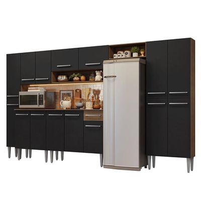 Armário De Cozinha Completa 325cm Rustic-preto Emilly Madesa 07