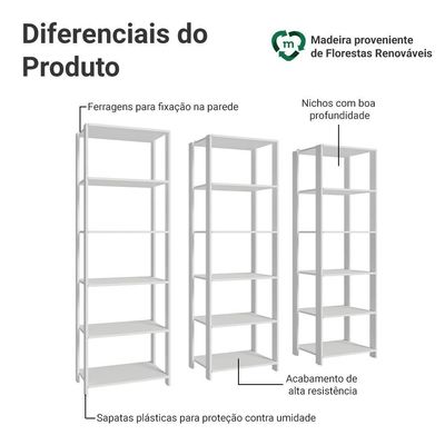 Estante Armário Multiuso Para Livros 177cm Madesa Branco