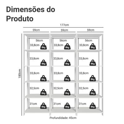 Estante Armário Multiuso Para Livros 177cm Madesa Branco