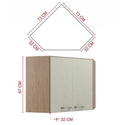 Armário Aéreo Modulado De Canto Paris 2 Portas Nogal/salinas