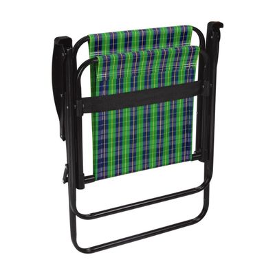 Kit 2 Cadeira de Praia Varanda Xadrez em Aço 110 kg Verde Mor