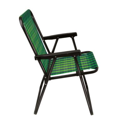 Kit 2 Cadeira de Praia Varanda Xadrez em Aço 110 kg Verde Mor