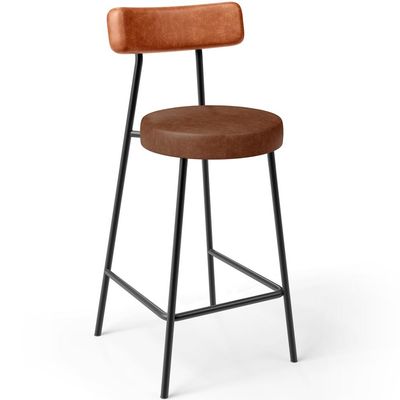 Kit 03 Banquetas Baixa Cozinha Sala Jantar Bancada Milão L02 Couríssimo Camel Marrom - Lyam Decor