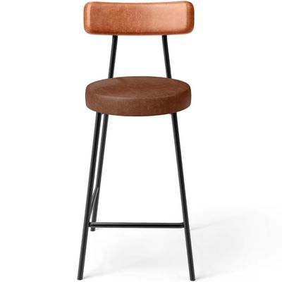 Kit 03 Banquetas Baixa Cozinha Sala Jantar Bancada Milão L02 Couríssimo Camel Marrom - Lyam Decor