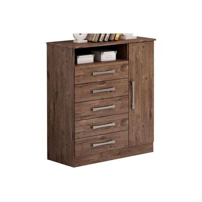 Cômoda De Quarto Madri C- 1 Porta 1 Nicho E 5 Gavetas Cinamomo - Acp