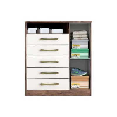Cômoda De Quarto Madri C- 1 Porta 1 Nicho E 5 Gavetas Cinamomo - Acp