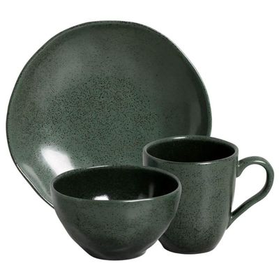Jogo Prato Fundo Caneca e Bowl Cerâmica Orgânica Verde Arauco Porto Brasil