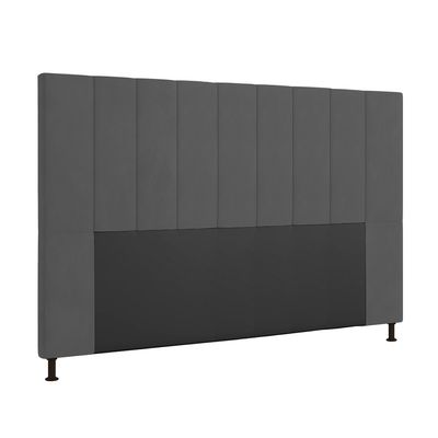 Cabeceira Casal Queen Cama Box 160cm para Quarto Malibu Suede Grafite M11 - D'Rossi