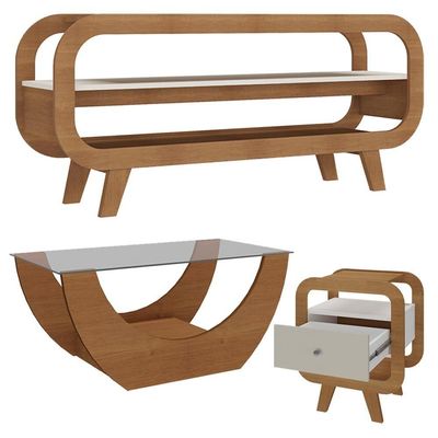 Rack Bancada TV 42 Polegadas Mesas De Centro E Apoio Arly Cinamomo Off White