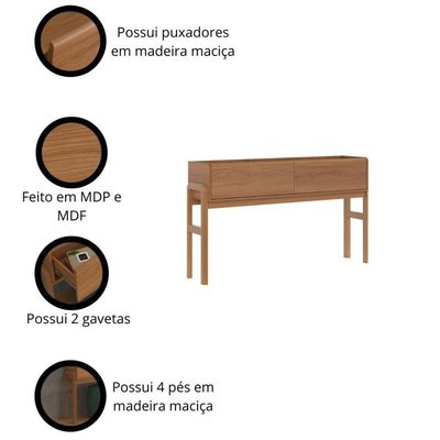 Aparador Para Sala Elegance 2 Gavetas E Pés Madeira Maciça Jequitiba Jequitiba