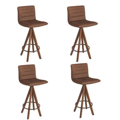 Kit 4 Banquetas Gourmet Giratoria Julia-Assento Marrom