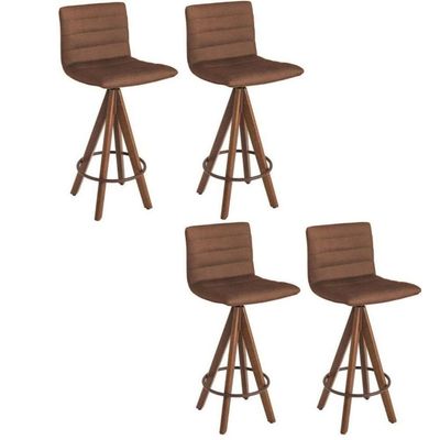 Kit 4 Banquetas Gourmet Giratoria Julia-Assento Marrom