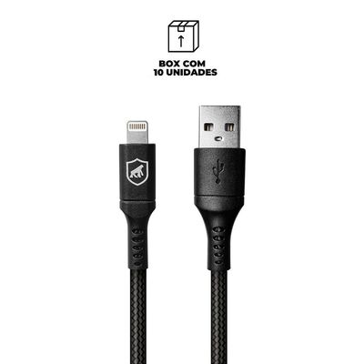 Cabo Lightning / USB-A - Survivor - Preto - 1,5M  no Atacado - Caixa Fechada 10 Unidades - Gshield