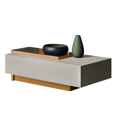 Mesa De Centro Milão Off White Perolizado Jequitiba - Lukaliam Móveis