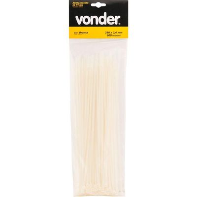 Abraçadeira De Nylon 200x3,6mm Branca Com 20 Peças Vonder