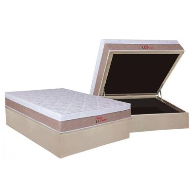 Conjunto Box Baú Casal: Colchão Espuma Orthoflex Wood Foggia Premier + Base Crc Suede Clean(138x188)