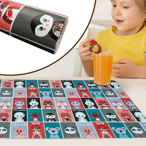 8 Jogo Americano Infantil Pets Impermeável Pvc 8 Lugares