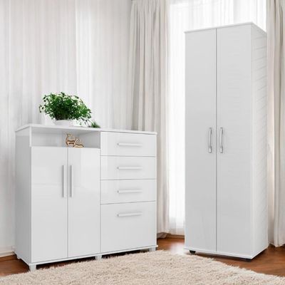 Conjunto De Cômoda E Multiuso Branco Para Quarto