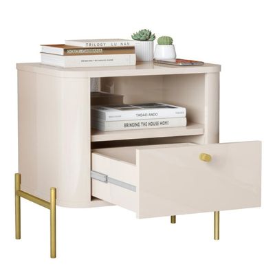 Mesa De Cabeceira Sweet Dreams Off White Dourado