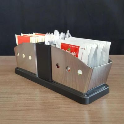 Kit 2 Suportes Porta Sachês Açúcar Adoçante Colherinha Aço I