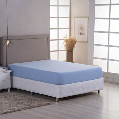 Lençol De Baixo Minimal Queen Avulso Com Elástico 01 Peça Malha 100% Algodão - Azul Claro