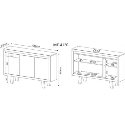 Balcão 03 Portas Me4120 Branco - Tecno Mobili