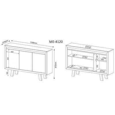 Balcão 03 Portas Me4120 Branco - Tecno Mobili