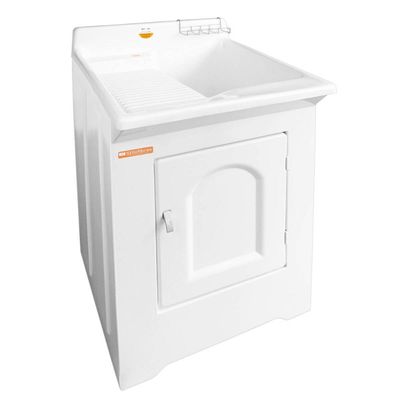 Gabinete Tanque de Lavar Roupas 38L Branco Fibra Stilofibras Lavanderia Área de Serviço