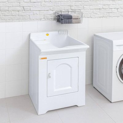 Gabinete Tanque de Lavar Roupas 38L Branco Fibra Stilofibras Lavanderia Área de Serviço