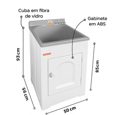 Gabinete de Lavanderia com Tanque 32L Cinza Stilofibras Lavar Roupas Calçados Esfregadeira
