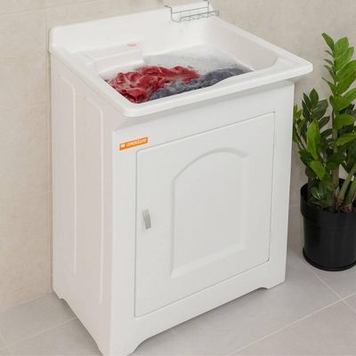 Gabinete Tanque de Lavar Roupas 40L Stilofibra Lavanderia Tanquinho Área de Serviço Branco