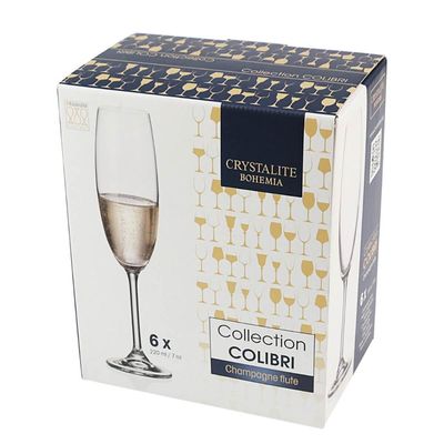 Jogo 6 Taças de Cristal para Champagne Gastro Colibri 220ml Espumante Wolff