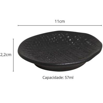 Kit 6 Ramequins Cerâmica Stoneware Porto Brasil 57ml Preto Matte Juta Molheira Média Shoyo Molhos Pe