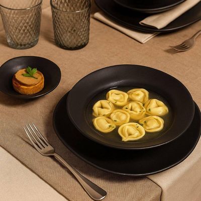 Kit 2 Pratos Orgânicos Preto Matte 250ml e 450ml Porto Brasil Servir Mesa Posta