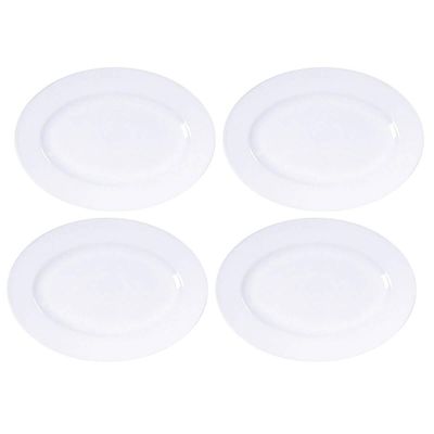 Kit 4 Travessas de Porcelana Branca Oval 32x25cm Tramontina Restaurante Buffet Hotel