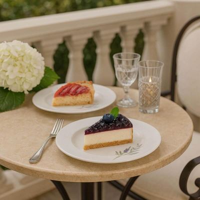Jogo 12 Pratos Sobremesa 21cm Tramontina Lilla em Porcelana Decorada Cozinha Servir Padaria Torta